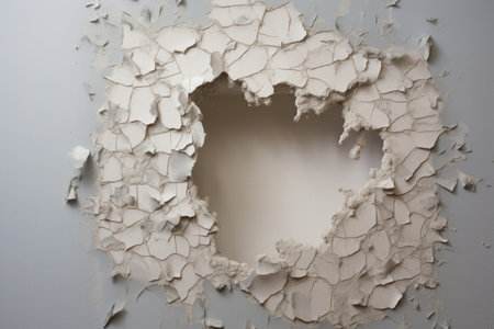 patched hole in a drywall with spackle knife, created with generative aiの素材