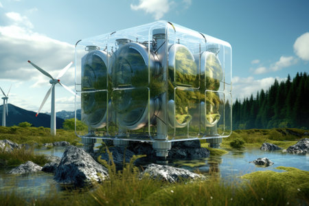 innovative renewable energy sources with fuel cells, created with generative aiの素材