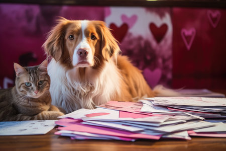 close-up of pet adoption papers on table, created with generative aiの素材