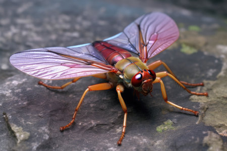 close-up of cicadas colorful wings, created with generative aiの素材
