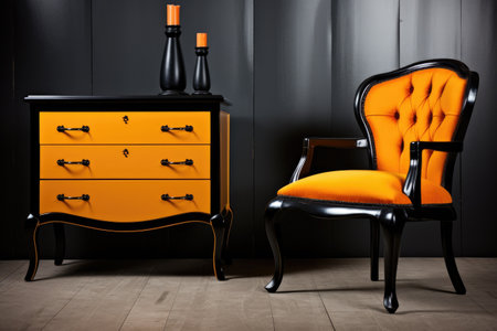 restored vintage furniture with a glossy finish, created with generative aiの素材