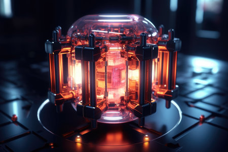 futuristic quantum core with 3d rendered elements, created with generative aiの素材