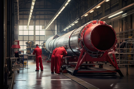 reusable rocket being prepared for launch, created with generative aiの素材
