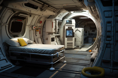 interior of a lunar base habitat module, created with generative aiの素材