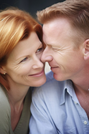 closeup shot of a couple in love sitting outside, created with generative aiの素材