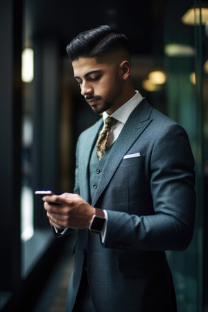 shot of a young businessman using his cellphone, created with generative aiの素材