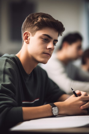 cropped shot of a student in class, created with generative aiの素材