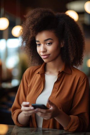 shot of a young business owner using her cellphone, created with generative aiの素材