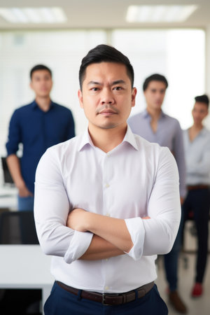 business, team and portrait of man in office for support, collaboration and community, created with generative aiの素材