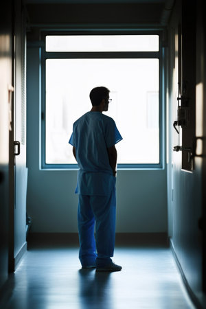 shot of an unidentifiable doctor standing in a hospital, created with generative aiの素材