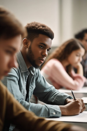 shot of a group of students in class, created with generative aiの素材