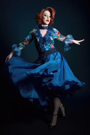 a gorgeous, fierce and confident female impersonator dancing to her own music, created with generative aiの素材