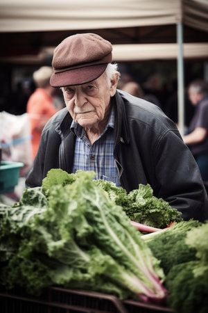 shot of a customer at a farmers market, created with generative aiの素材