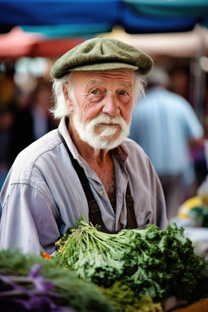 shot of a customer at a farmers market, created with generative aiの素材