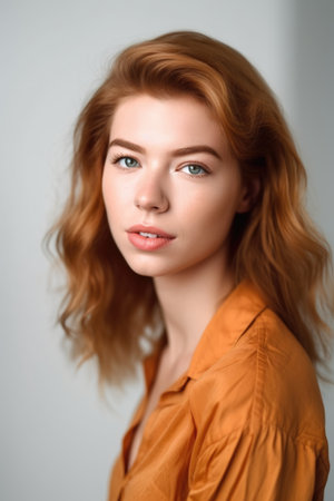 portrait of an attractive young woman posing against a white background, created with generative aiの素材