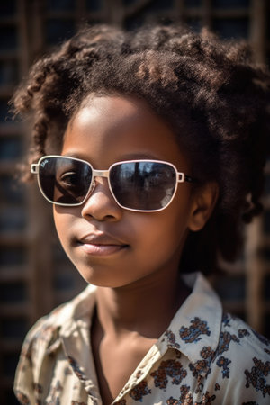 a young girl wearing her sunglasses, created with generative aiの素材