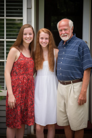 a loving family portrait outside on vacation, created with generative aiの素材