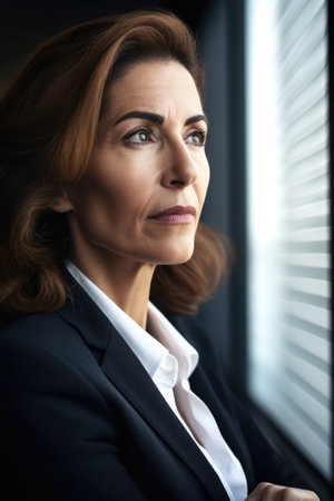 closeup shot of a businesswoman using a digital tablet in an office, created with generative aiの素材