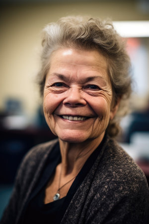woman, face and smile portrait in waiting room for healthcare service at a hospital, created with generative aiの素材