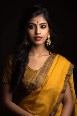 studio shot of a beautiful young indian woman, created with generative aiの素材