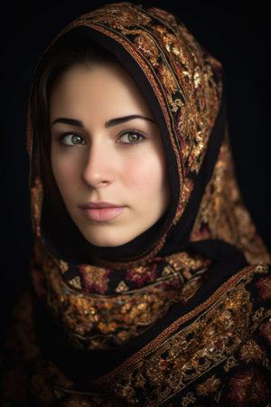 portrait of a beautiful muslim woman, created with generative aiの素材