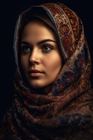 portrait of a beautiful muslim woman, created with generative aiの素材