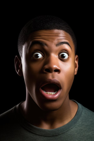 a young man looking surprised after hearing something unexpected, created with generative aiの素材