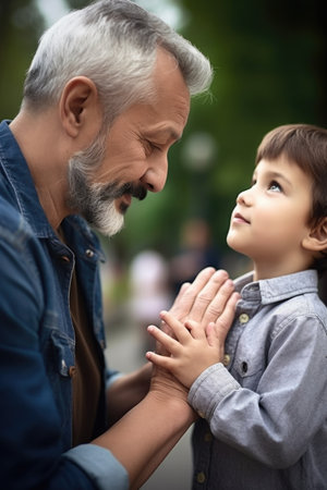 shot of a little boy handing his father something, created with generative aiの素材