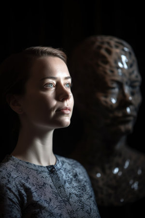 cropped shot of a woman and her android, created with generative aiの素材