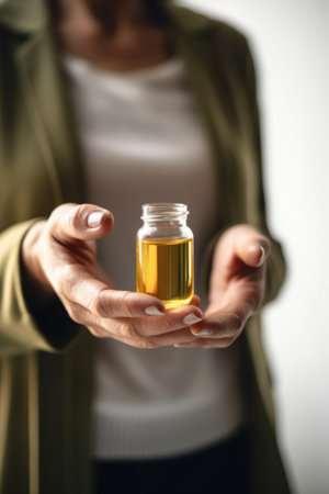 cropped shot of an unrecognizable woman holding a health product, created with generative aiの素材