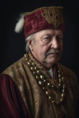 portrait of a senior man in historical garb, created with generative aiの素材