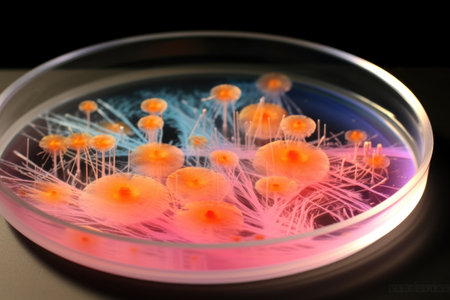 bacterial growth in a petri dish, created with generative aiの素材