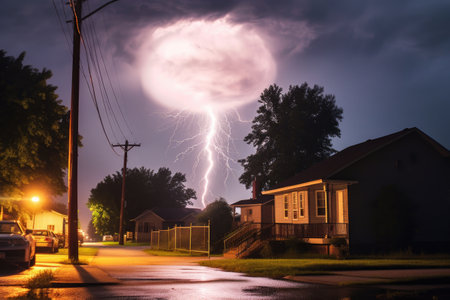 ball lightning captured during a thunderstorm, created with generative aiの素材