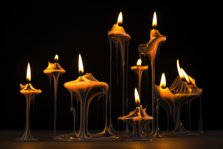 candle flames forming unique shapes in the absence of gravity, created with generative aiの素材