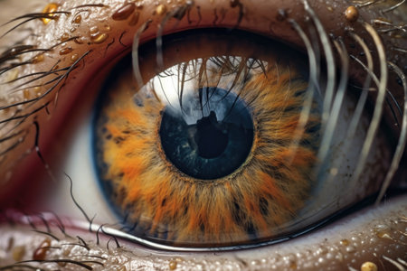 close-up of cats eye, focused on a toy mouse, created with generative aiの素材