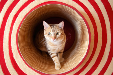 top view of a circular cat scratching post, created with generative aiの素材