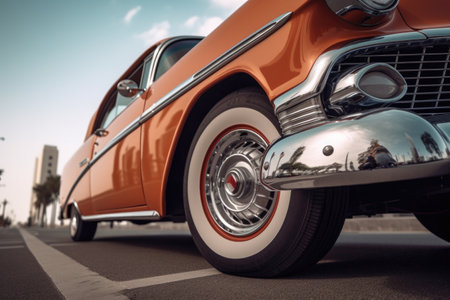 restored classic car wheels and tires, created with generative aiの素材