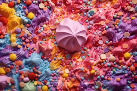 colorful ice cream toppings, macro view, created with generative aiの素材