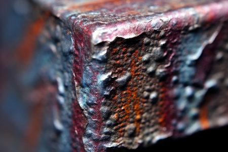 macro of freshly welded metal seam, created with generative aiの素材