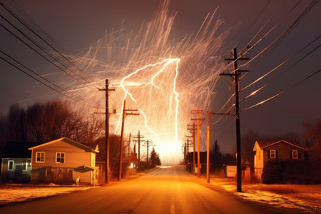 high-speed capture of sparks on power lines, created with generative aiの素材