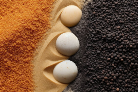 contrast of smooth and rough sand grains, created with generative aiの素材
