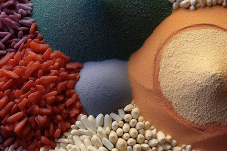 extreme close-up of various sand grain colors, created with generative aiの素材