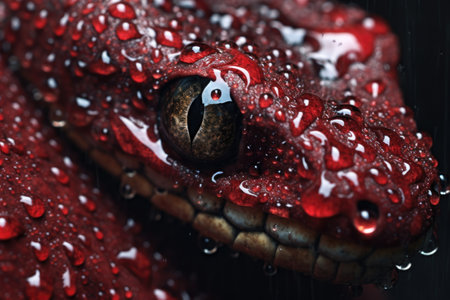 snake fangs and venom droplets macro shot, created with generative aiの素材