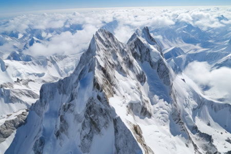 aerial view of the route from base camp to the summit, created with generative aiの素材