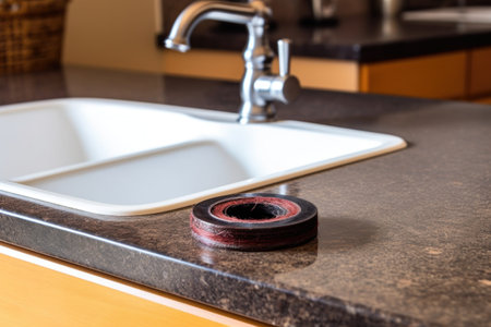 replacing a worn-out faucet washer or o-ring, created with generative aiの素材