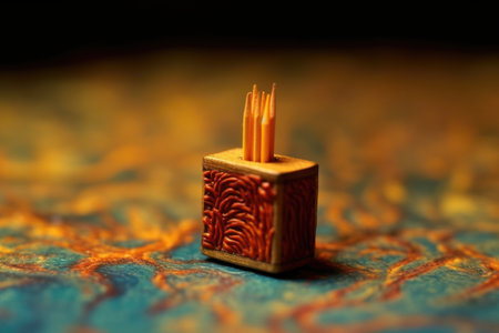 close-up of matchstick igniting on matchbox surface, created with generative aiの素材