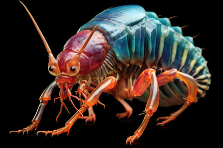 colorful and detailed view of a fleas exoskeleton, created with generative aiの素材