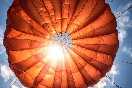 close-up of a parachute opening in mid-air, created with generative aiの素材