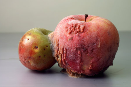 mold growth on expired fruit in detail, created with generative aiの素材