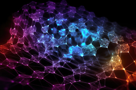 nanoparticle lattice structure with light effects, created with generative aiの素材